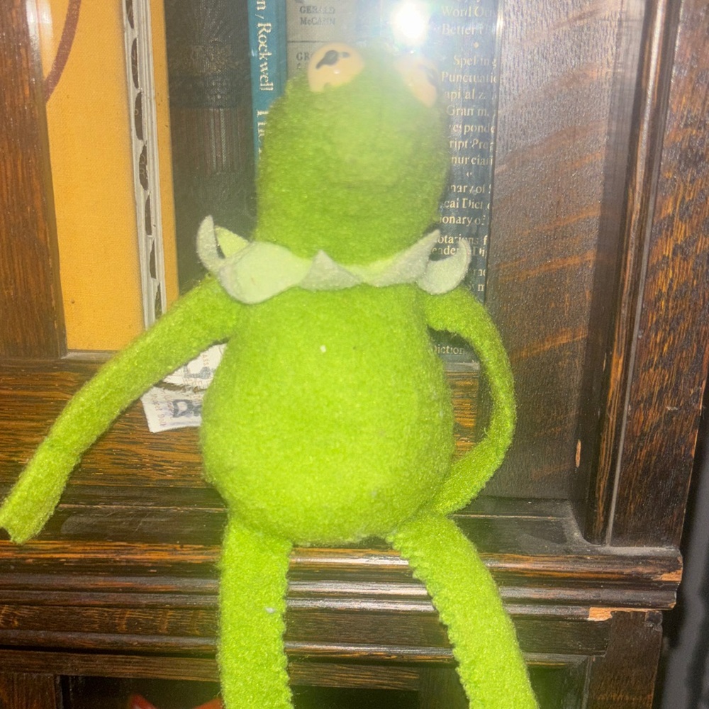 Has original kermit, the frog wooden eyeballs polyester Green Frog Plush Toy